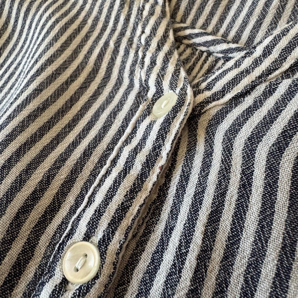 Old Navy Blue White Striped Coastal Tunic Blouse XL Rayon - Picture 7 of 9